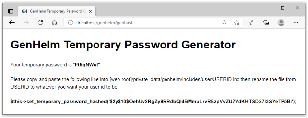 GenHelm Temporary Password Generator