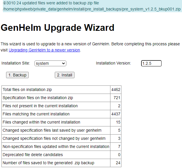 Upgrade wizard summary results